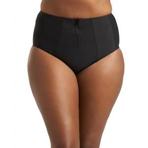 NEW ALWAYS FOR ME plus size jax zip front tankini bottom in black